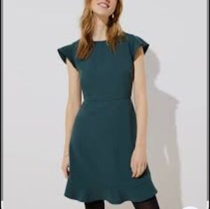 LOFT ,Dark Green Knee Length Dress,Size 2, Lined